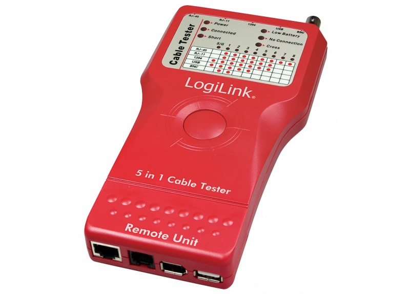 LogiLink Kabeltester RJ45/11/BNC/USB/IEEE1394