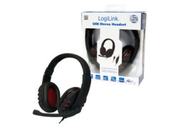 LogiLink Stereo Headset met Microphone zwart/rood