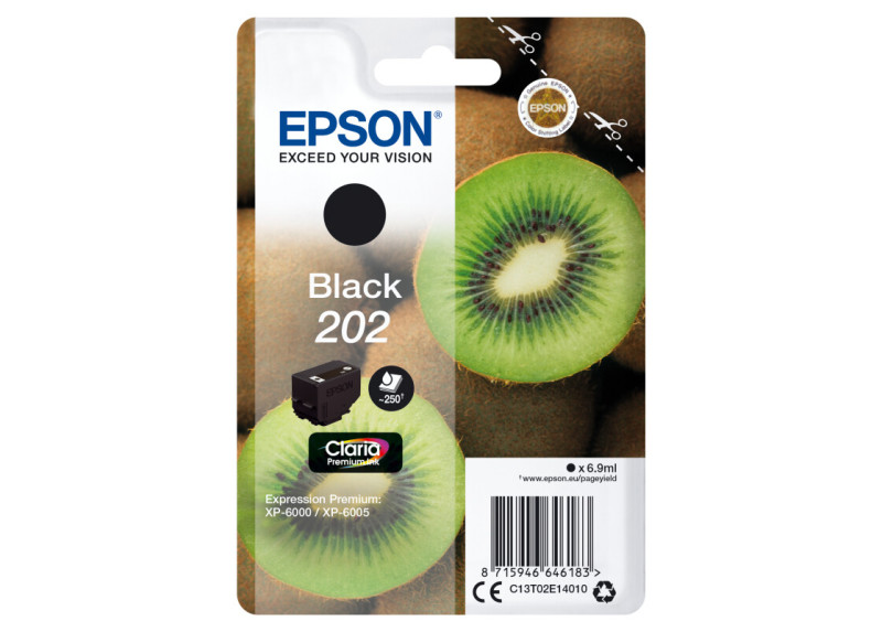 Epson Claria Premium 202 Zwart 6,9ml (Origineel) kiwi