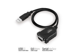 Eminent EM1016 seriële kabel Zwart 0,6 m USB A RS-232