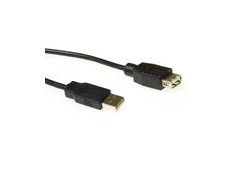 ACT USB 2.0 A male - USB A female zwart  1,80 m