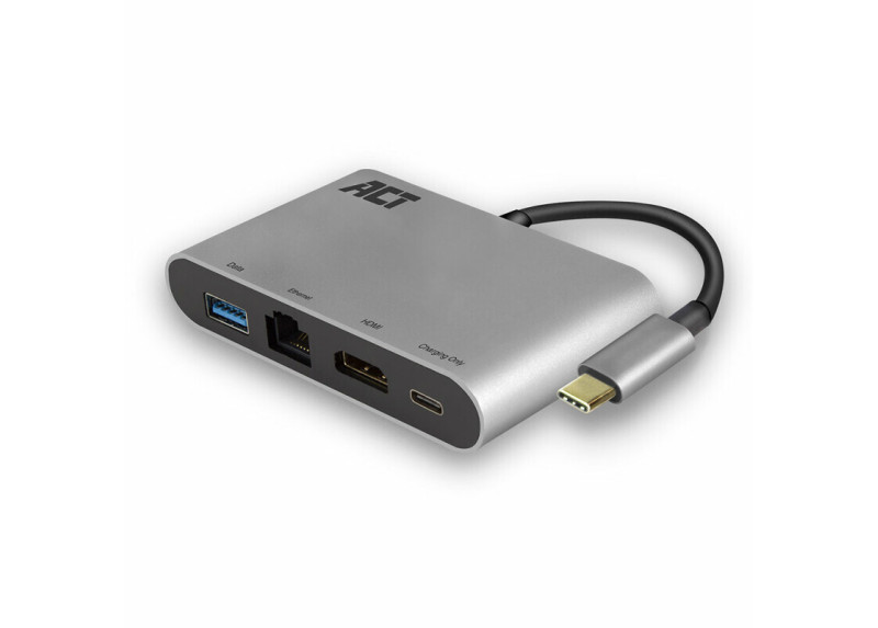 ACT USB-C 4K multiport adapter met HDMI, USB-A, LAN,  USB-C met PD Pass-Through 60W