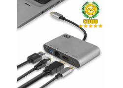 ACT USB-C 4K multiport adapter met HDMI, USB-A, LAN,  USB-C met PD Pass-Through 60W