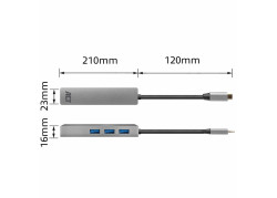 ACT AC7055 3-Poorts USB-C 3.2 (USB 3.0) Hub met Gigabit ethernet poort