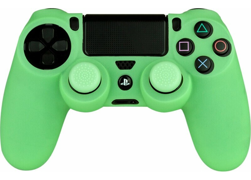 Siliconen hoes voor PS4 controller met 2 thumb grips - Glow In The Dark