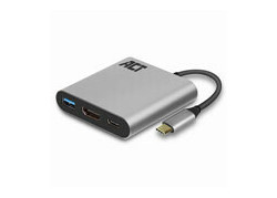 ACT USB-C naar HDMI female multiport adapter met PD Pass-Through 60W, 4K, USB-A