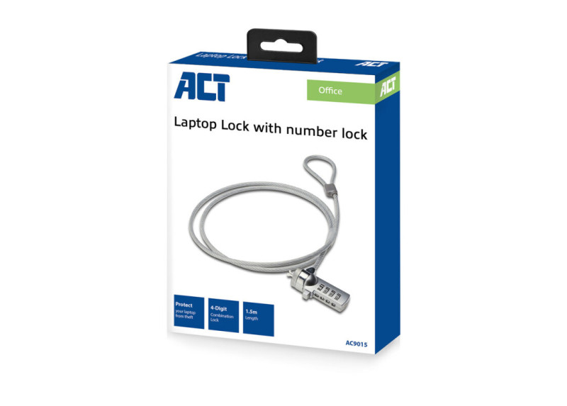 ACT AC9015 kabelslot Zilver 1,5 m