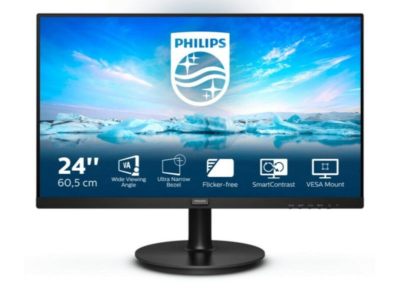 Philips V Line 241V8L/00 LED display 60,5 cm (23.8") 1920 x 1080 Pixels Full HD Zwart