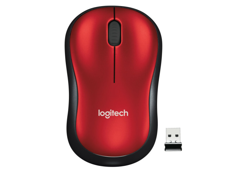 Logitech M185 Optical USB Rood-Zwart Retail Wireless