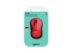 Logitech M185 Optical USB Rood-Zwart Retail Wireless