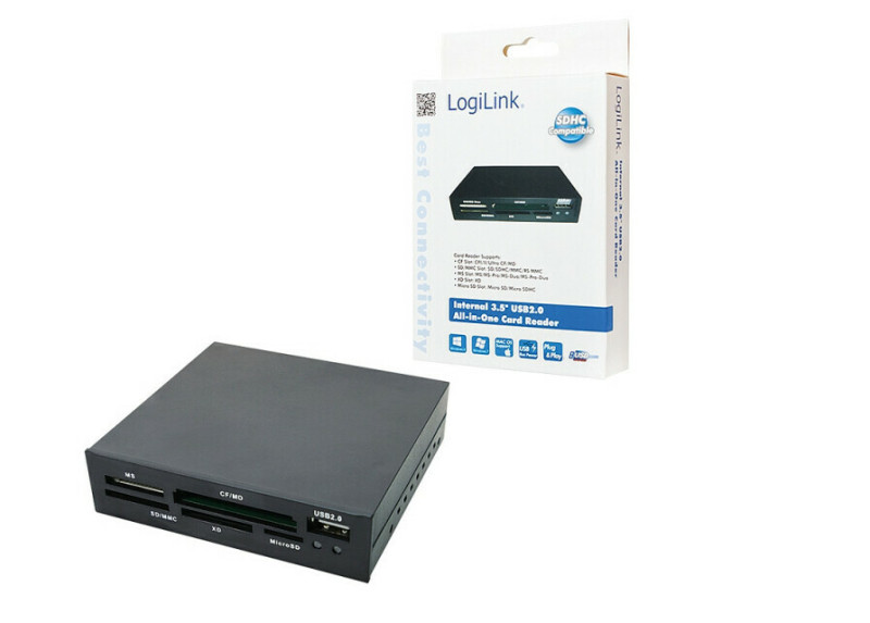 3,5" LogiLink All-in-One Zwart Plastic USB 2.0