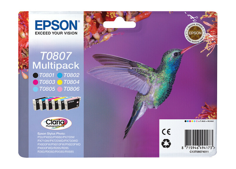 Epson T0807 Multipack 44,4ml (Origineel) hummingbird