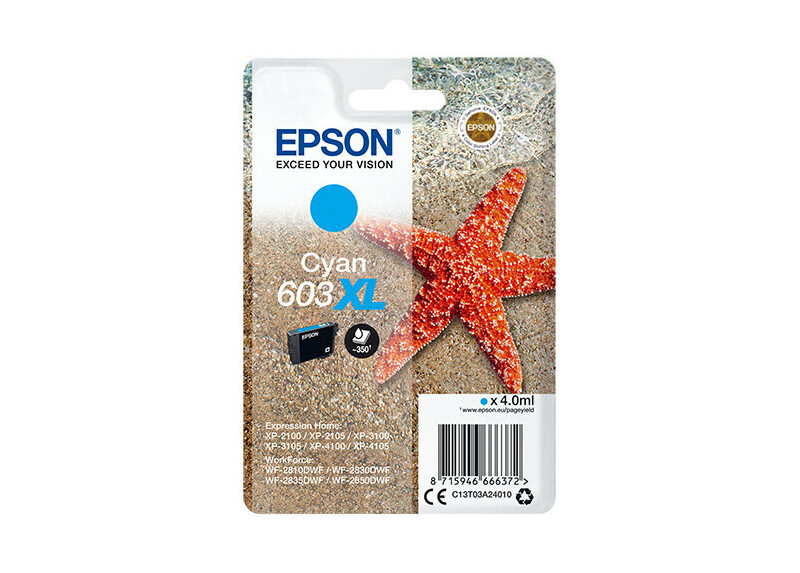 Epson 603XL Singlepack Cyaan 4,0ml (Origineel) starfish