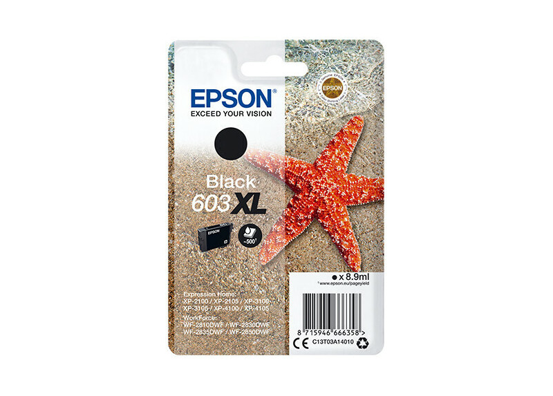 Epson 603XL Singlepack Zwart 8,9ml (Origineel) starfish