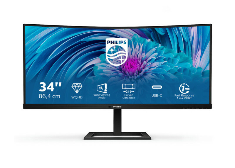 34" Philips 346E2CUAE/00 Curved/UWQHD/DP/HDMI/USB-C