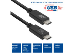 ACT AC7451 USB-kabel 0,8 m USB4 Gen 3x2 USB C Zwart