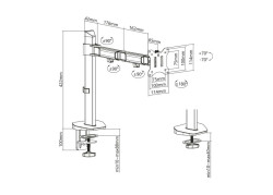 ACT AC8335 flat panel bureau steun 81,3 cm (32") Klem/doorvoer Zilver