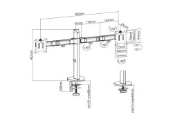 ACT AC8336 flat panel bureau steun 81,3 cm (32") Klem/doorvoer Zilver