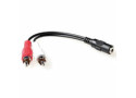 ACT 0,15 meter audio aansluitkabel 1x 3.5mm stereo jack female - 2x Tulp male