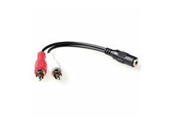 ACT 0,15 meter audio aansluitkabel 1x 3.5mm stereo jack female - 2x Tulp male