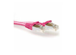 ACT Roze 0,5 meter LSZH SFTP CAT6A patchkabel snagless met RJ45 connectoren