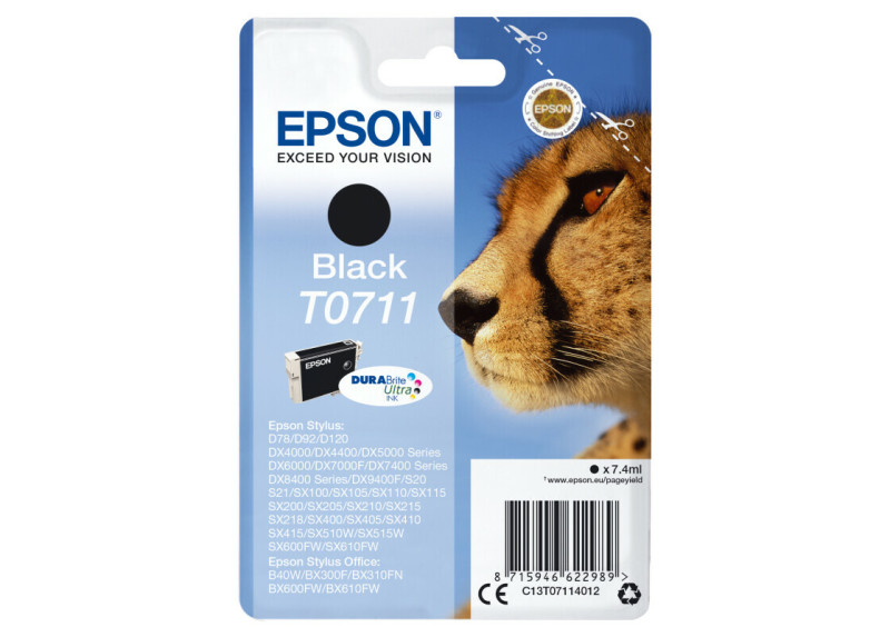 Epson T0711 Zwart 7,4ml (Origineel) cheetah