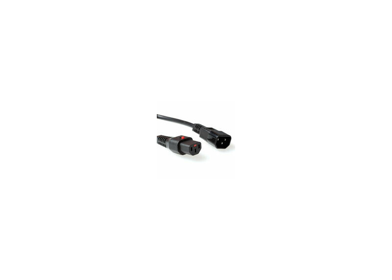 ACT Netsnoer C13 IEC Lock - C14 zwart 1 m, PC1024