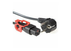 ACT Netsnoer CEE 7/7 male (haaks) - C13 IEC Lock+ zwart 1 m, EL341S