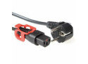 ACT Netsnoer CEE 7/7 male (haaks) - C13 IEC Lock+ zwart 2 m, EL332S