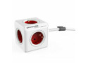 Allocacoc PowerCube Extended, stekkerdoos, 5 sockets, 1.5m, wit/rood