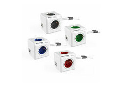 Allocacoc PowerCube Extended, stekkerdoos met USB poorten, 4 sockets, 1.5m, wit/grijs