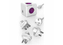 Allocacoc PowerCube ReWirable USB, stekkerdoos met reisstekkers en USB poorten, 4 sockets, 1.5m, wit/paars