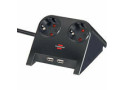 Brennenstuhl Desktop-Power, stekkerdoos met USB poorten, 2 sockets, 1.8m, zwart