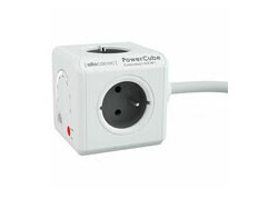 Allocacoc PowerCube Extended WiFi, stekkerdoos Type E, 4 sockets, 1.5m, wit/grijs