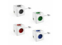 Allocacoc PowerCube Extended, stekkerdoos met USB poorten, 3 sockets type E, 1.5m, wit/rood