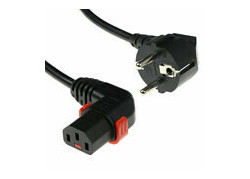 ACT Netsnoer CEE 7/7 male (haaks) - C13 IEC Lock (rechts haaks) zwart 2 m, EL450S