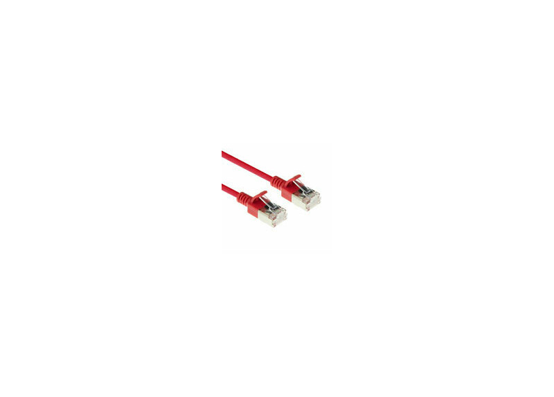 ACT Rode 0,5 meter LSZH U/FTP CAT6A datacenter slimline patchkabel snagless met RJ45 connectoren