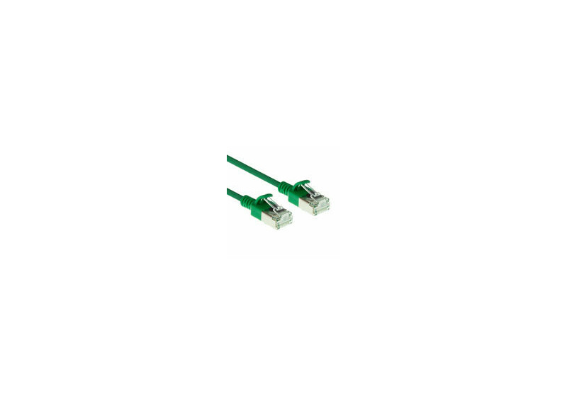 ACT Groene 0,5 meter LSZH U/FTP CAT6A datacenter slimline patchkabel snagless met RJ45 connectoren