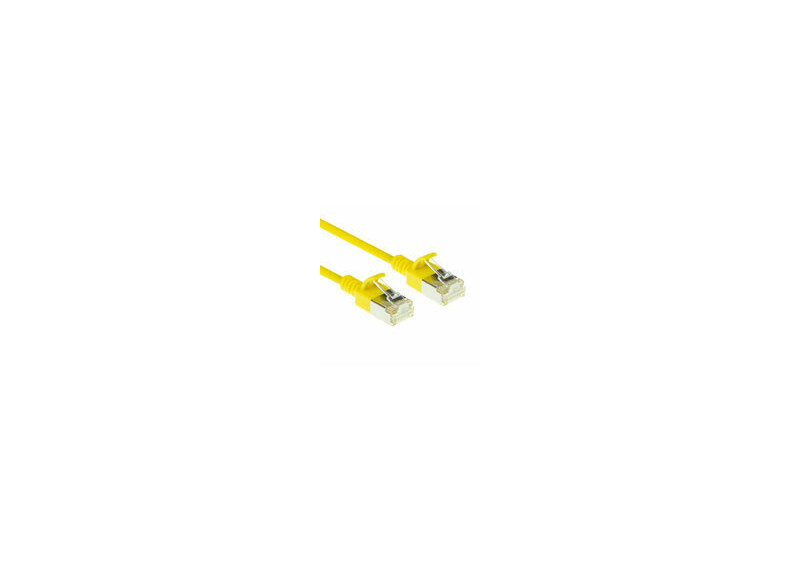 ACT Gele 1 meter LSZH U/FTP CAT6A datacenter slimline patchkabel snagless met RJ45 connectoren