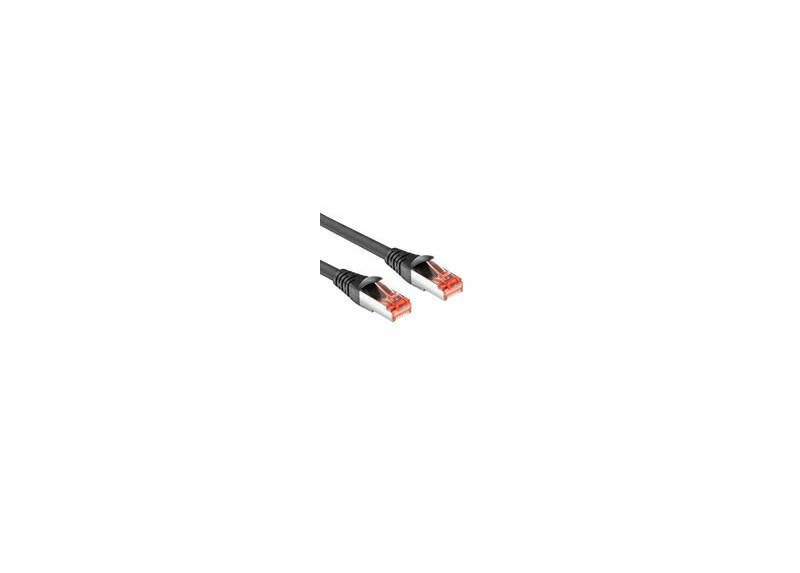 ACT Zwarte 0,5 meter PVC U/FTP CAT6A high flexibility tangle-free patchkabel snagless met RJ45 connectoren