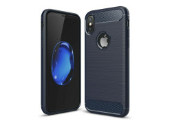 Tuff-luv - Carbon Fiber stijl TPU, beschermende en Schockbestendige achterkant voor de Apple iPhone X case - blauw