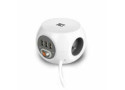 ACT Vierkante stekkerdoos (PDU) met 3 sockets type E, 3 USB-A poorten, 1,5m, wit