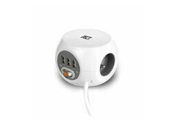 ACT Vierkante stekkerdoos (PDU) met 3 sockets type E, 3 USB-A poorten, 1,5m, wit