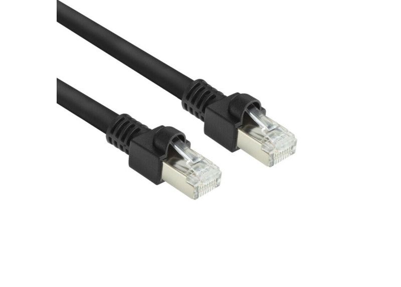 ACT Zwart 0,5 meter S/FTP CAT7 PUR flex patchkabel snagless met RJ45 connectoren (CAT6A compliant)