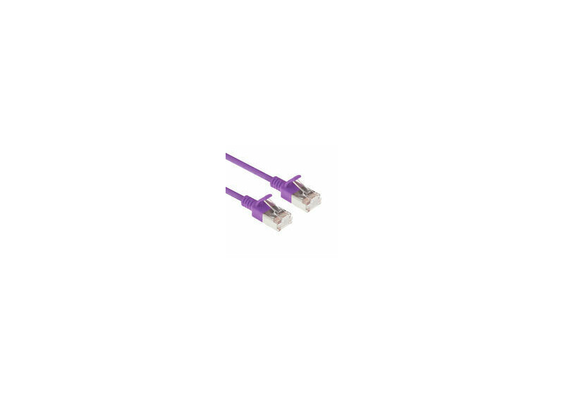 ACT Paarse 0,5 meter LSZH U/FTP CAT6A datacenter slimline patchkabel snagless met RJ45 connectoren