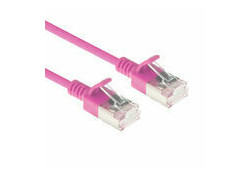 ACT Roze 0,5 meter LSZH U/FTP CAT6A datacenter slimline patchkabel snagless met RJ45 connectoren