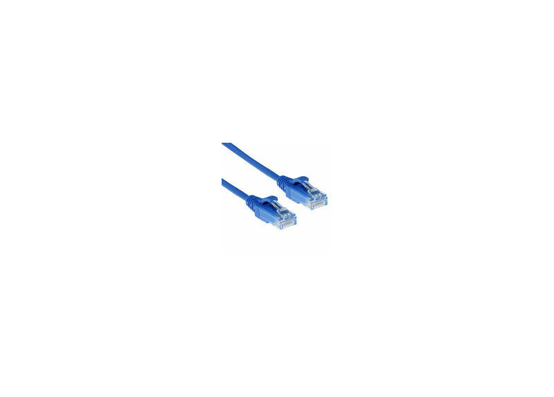 ACT Blauwe 0,15 meter LSZH U/UTP CAT6 datacenter slimline patchkabel snagless met RJ45 connectoren