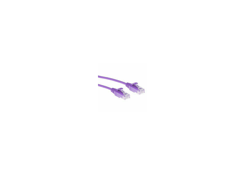 ACT Paarse 0,5 meter LSZH U/UTP CAT6 datacenter slimline patchkabel snagless met RJ45 connectoren