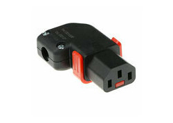 ACT C13 IEC Lock+ herbedraadbaar links of rechts haakse connector zwart, PA130100RBK