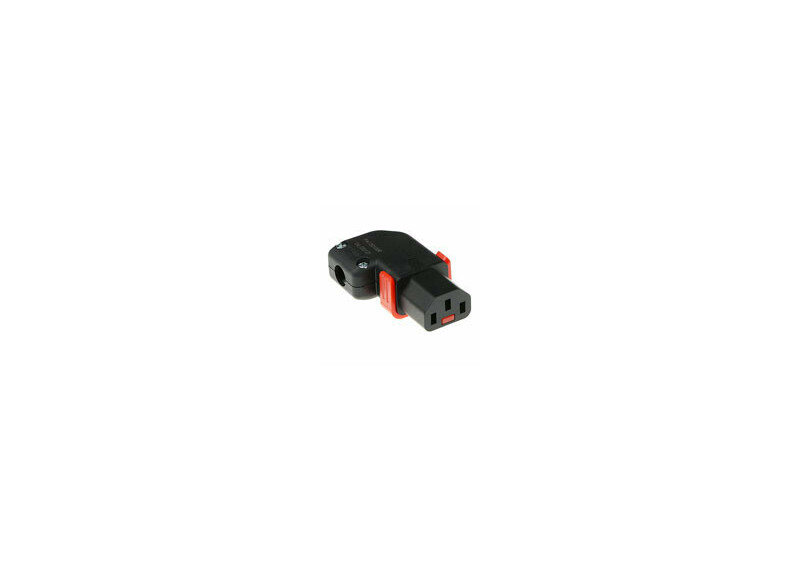 ACT C13 IEC Lock+ herbedraadbaar links of rechts haakse connector zwart, PA130100RBK